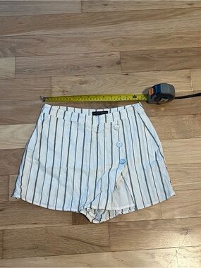 Cotton Candy White Shorts with Black Vertical Stripes